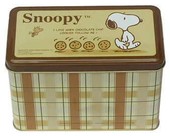 Snoopy Kurabiye Kalay Konteyner, Çerezler / Pastalar / Bisküvi Paketleme için Teneke Kılıf Tedarikçi