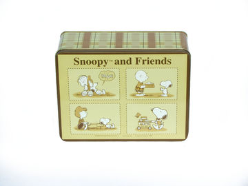 Snoopy Kurabiye Kalay Konteyner, Çerezler / Pastalar / Bisküvi Paketleme için Teneke Kılıf Tedarikçi